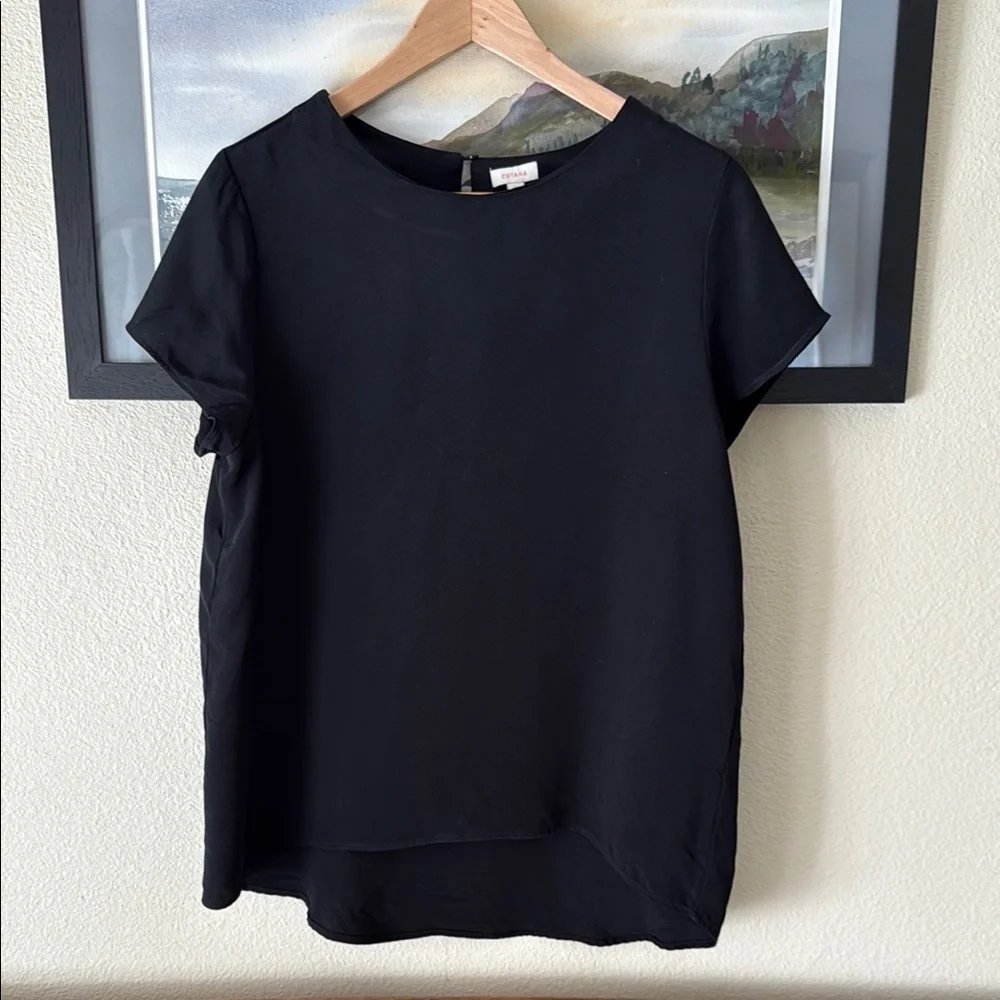 Cuyana Silk Tee, 3-Ply Silk, Large, Black - Picture 1 of 10